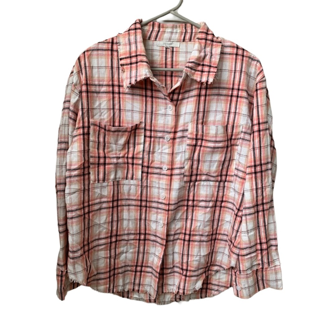 VEVERET Women’s Long Sleeve Plaid Flannel Button-down Shirt Blouse